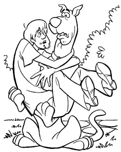 Shaggy Jumps into Scoobys Arms coloring page